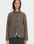 Eco Wool Herringbone Short Jacket, Beige