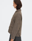 Eco Wool Herringbone Short Jacket, Beige