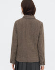 Eco Wool Herringbone Short Jacket, Beige