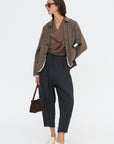 Cashmere Feather Yarn Dyed Classic Check Stole, Brown