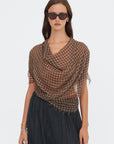 Cashmere Feather Yarn Dyed Classic Check Stole, Brown