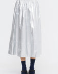 Metallic Nylon Pull On Full Skirt, Silver