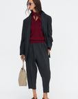 Stretch Pleated Pants, Charcoal