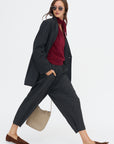 Stretch Pleated Pants, Charcoal