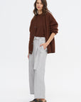 Belted Wide Leg Crop, Grey Chambray