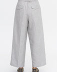 Belted Wide Leg Crop, Grey Chambray
