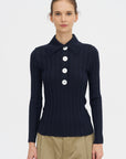 Sugarman Long Sleeved Knit Polo, Navy