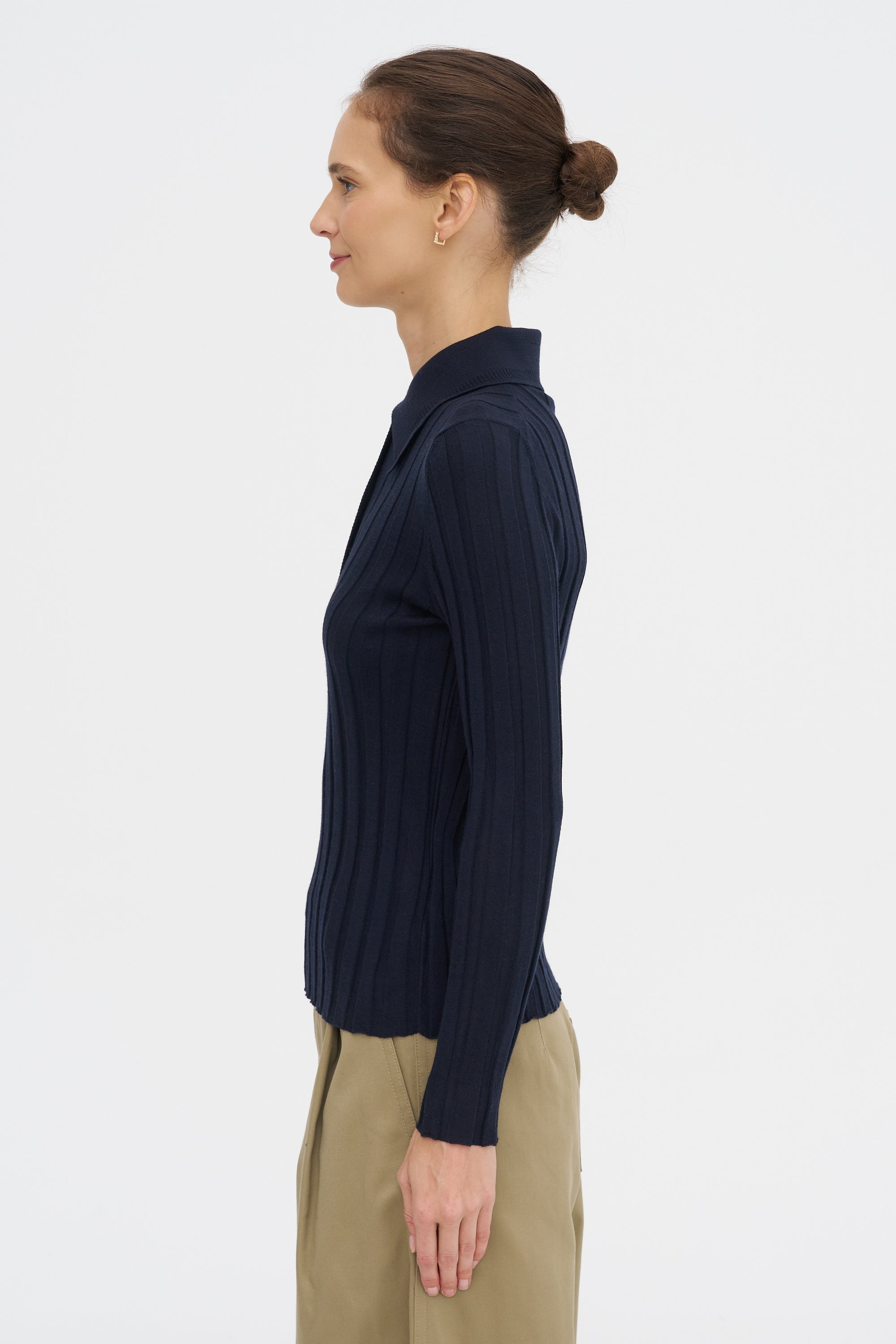 Sugarman Long Sleeved Knit Polo, Navy