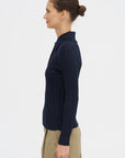 Sugarman Long Sleeved Knit Polo, Navy