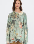 Printed Oversized Sweater, Turquoise Floral