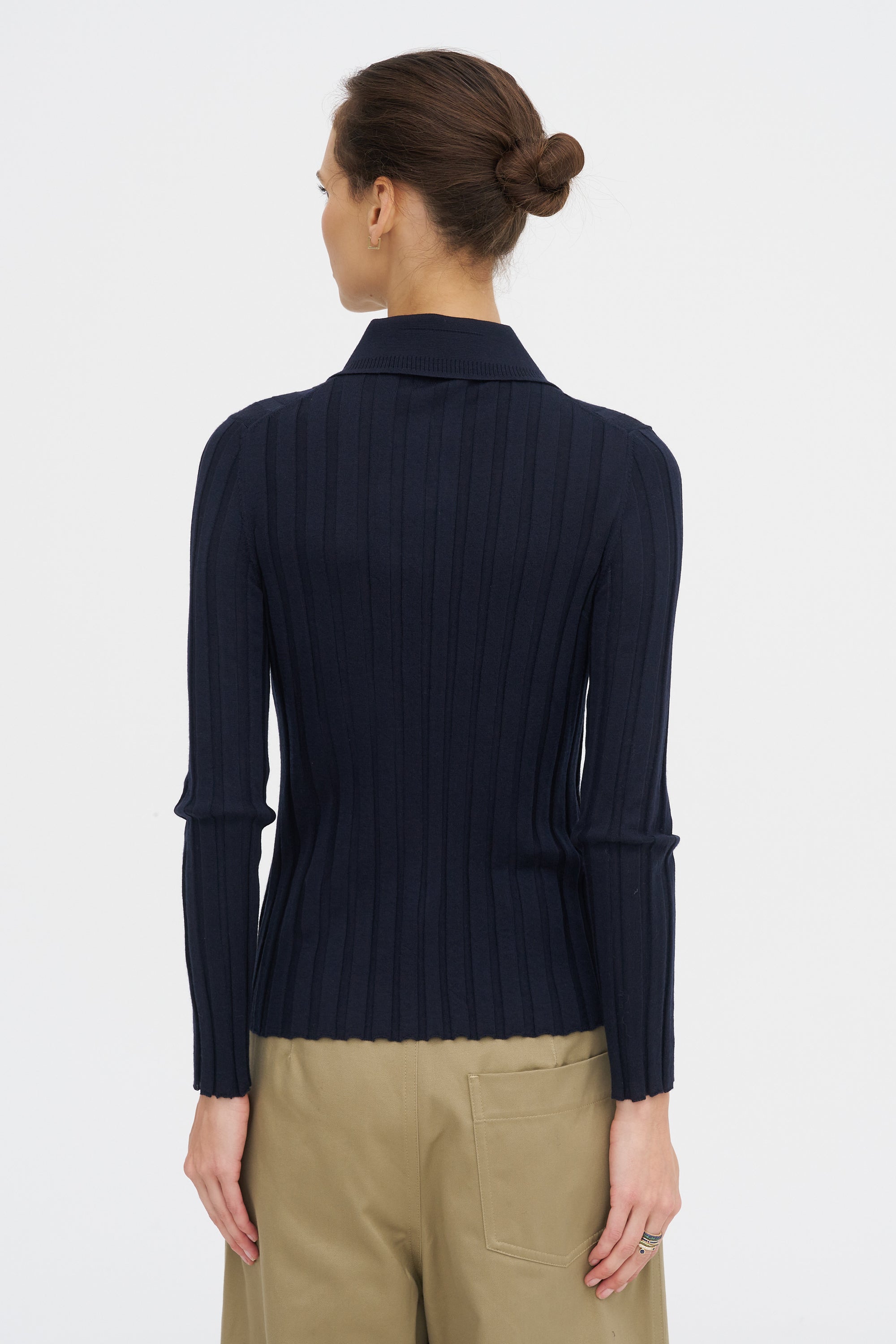 Sugarman Long Sleeved Knit Polo, Navy