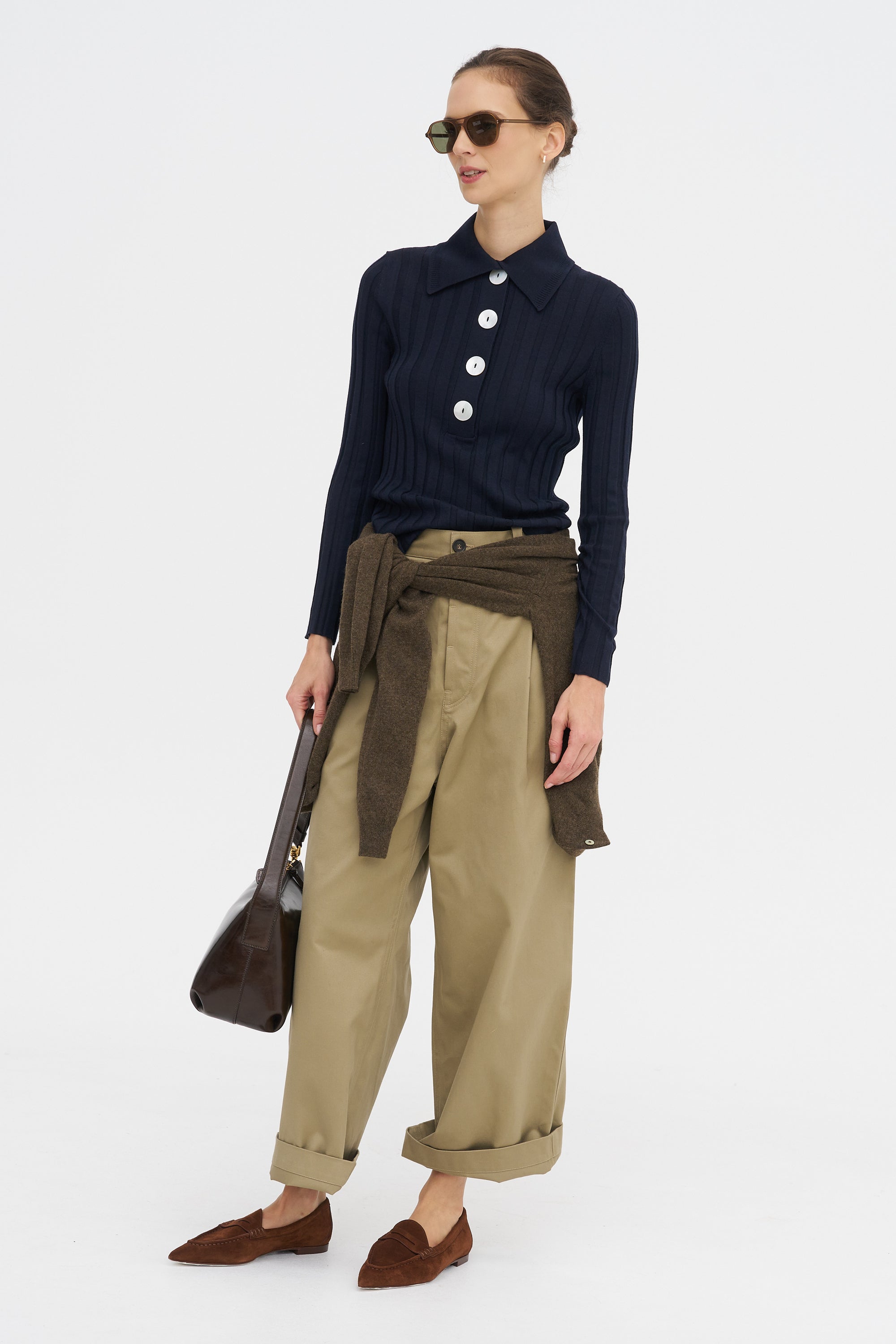 Sugarman Long Sleeved Knit Polo, Navy