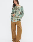Printed Oversized Sweater, Turquoise Floral