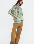 Printed Oversized Sweater, Turquoise Floral