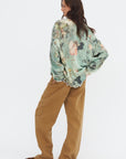 Printed Oversized Sweater, Turquoise Floral
