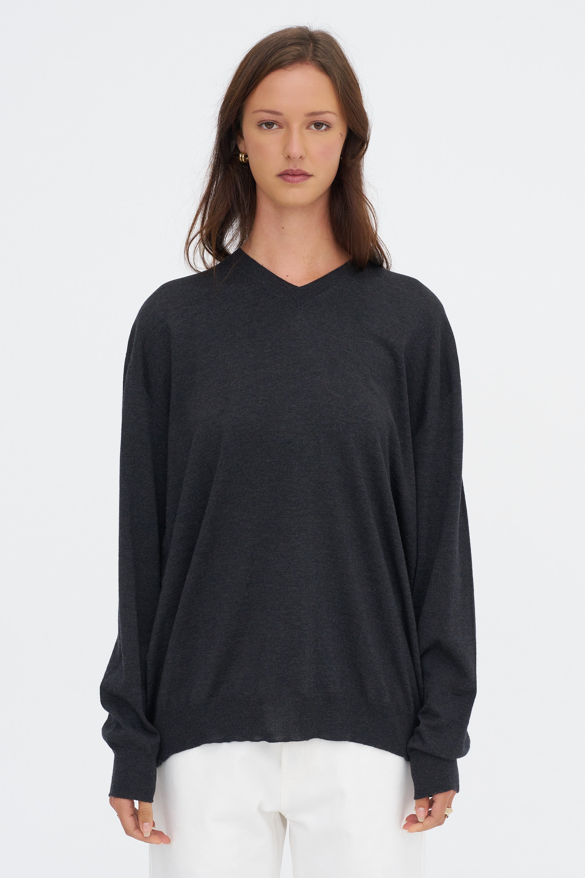 トップス BATONER EXTRA HARD TWIST WOOL V-NECK 245-17071-90-S_hash_escaped_1.