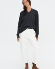 Mexico Ymer - V-neck Xtrafine Merino Wool Sweater, Charcoal Melange