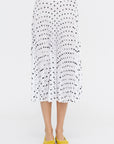 Scribble Dot Print Pull On Pleated Skirt, Black & White Multi