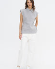 May Ycom - Sleeveless Vest With Collar, Light Grey Melange