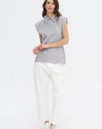 May Ycom - Sleeveless Vest With Collar, Light Grey Melange