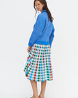Delicate - Gingham Jacquard Knit Long Skirt, Milk Multi
