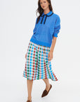Delicate - Gingham Jacquard Knit Long Skirt, Milk Multi