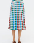 Delicate - Gingham Jacquard Knit Long Skirt, Milk Multi