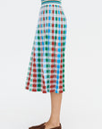 Delicate - Gingham Jacquard Knit Long Skirt, Milk Multi