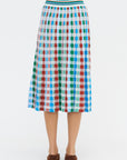 Delicate - Gingham Jacquard Knit Long Skirt, Milk Multi