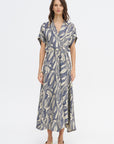 Long Aki Wave Dress, Yellow & Navy