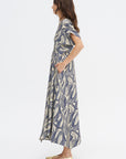 Long Aki Wave Dress, Yellow & Navy