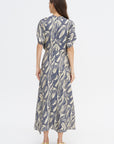 Long Aki Wave Dress, Yellow & Navy
