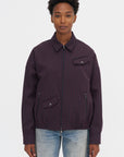 Jules Wool Gingham Bomber Jacket, Wine & Navy Multi