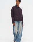 Jules Wool Gingham Bomber Jacket, Wine & Navy Multi