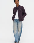Jules Wool Gingham Bomber Jacket, Wine & Navy Multi