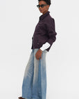 Jules Wool Gingham Bomber Jacket, Wine & Navy Multi