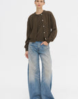 Sea Shell Cashmere Cardigan, Chestnut