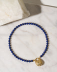 Lapis Beads, Yellow Gold