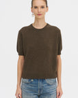 Pearl Cashmere Short Sleeved Crewneck, Chestnut