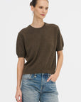 Pearl Cashmere Short Sleeved Crewneck, Chestnut