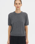 Pearl Cashmere Short Sleeved Crewneck, Gris