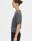 Pearl Cashmere Short Sleeved Crewneck, Gris