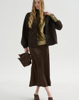Fitted Stand-Collar Top, Brass