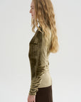 Fitted Stand-Collar Top, Brass
