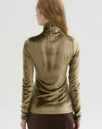 Fitted Stand-Collar Top, Brass