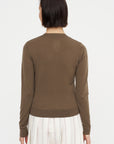 V-Neck Buttoned Cardigan, Mushroom