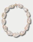 Extra Large White Baroque Pearl, Yellow Gold
