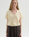 Merino Bow Knit Top, Ivory & Black