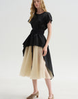 Satin Organza Top, Black