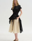 Satin Organza Top, Black